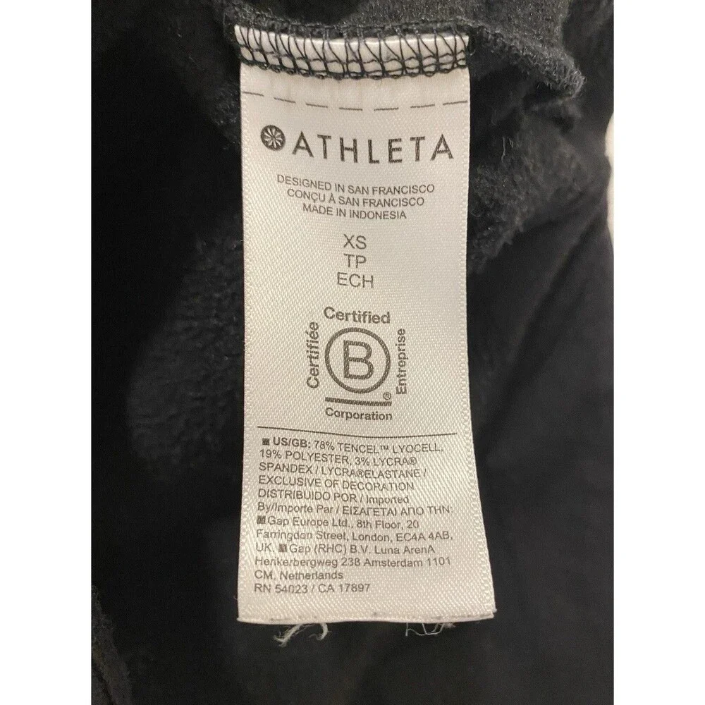 Athleta Coaster Luxe Recover Crewneck Sweatshirt Womens XS Black Yoga Athleisure